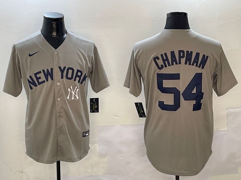 Men New York Yankees #54 Chapman Grey Game 2024 Nike MLB Jersey style 01081